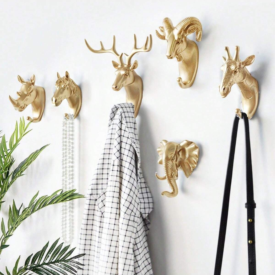 Luxury Golden Animal Head Wall Hooks