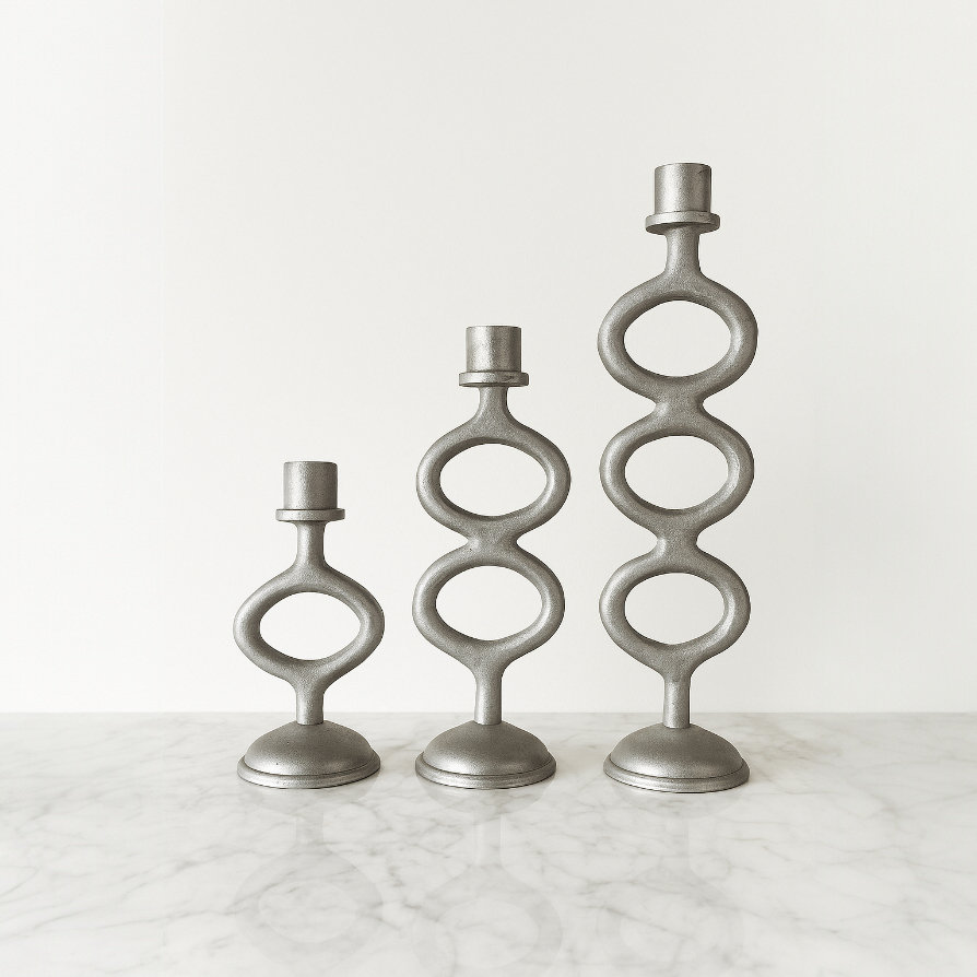 Modern Orbit Metal Candle Holder Set